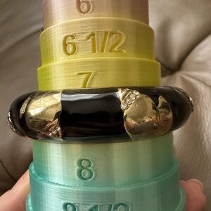 Sequin Gold Seashell on Black Enamel Clamper Bracelet